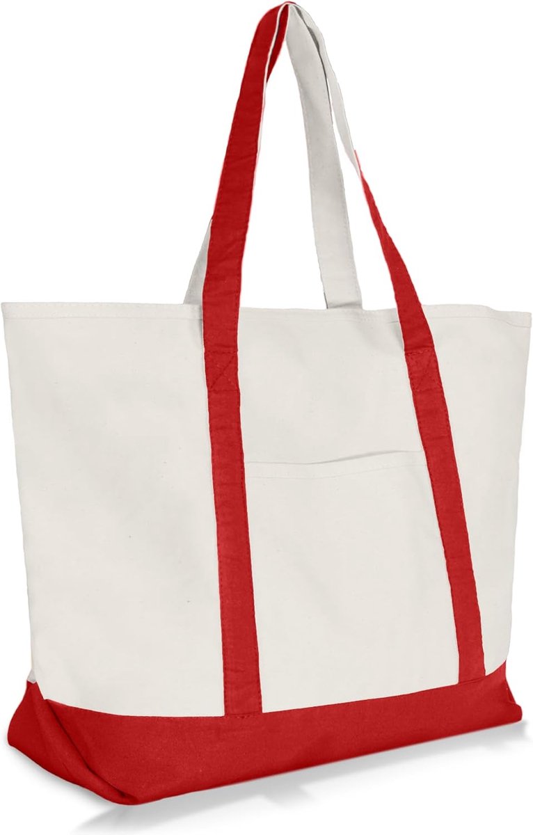 Zware Katoenen Canvas Tote Bag met Ritssluiting - 22 Inch