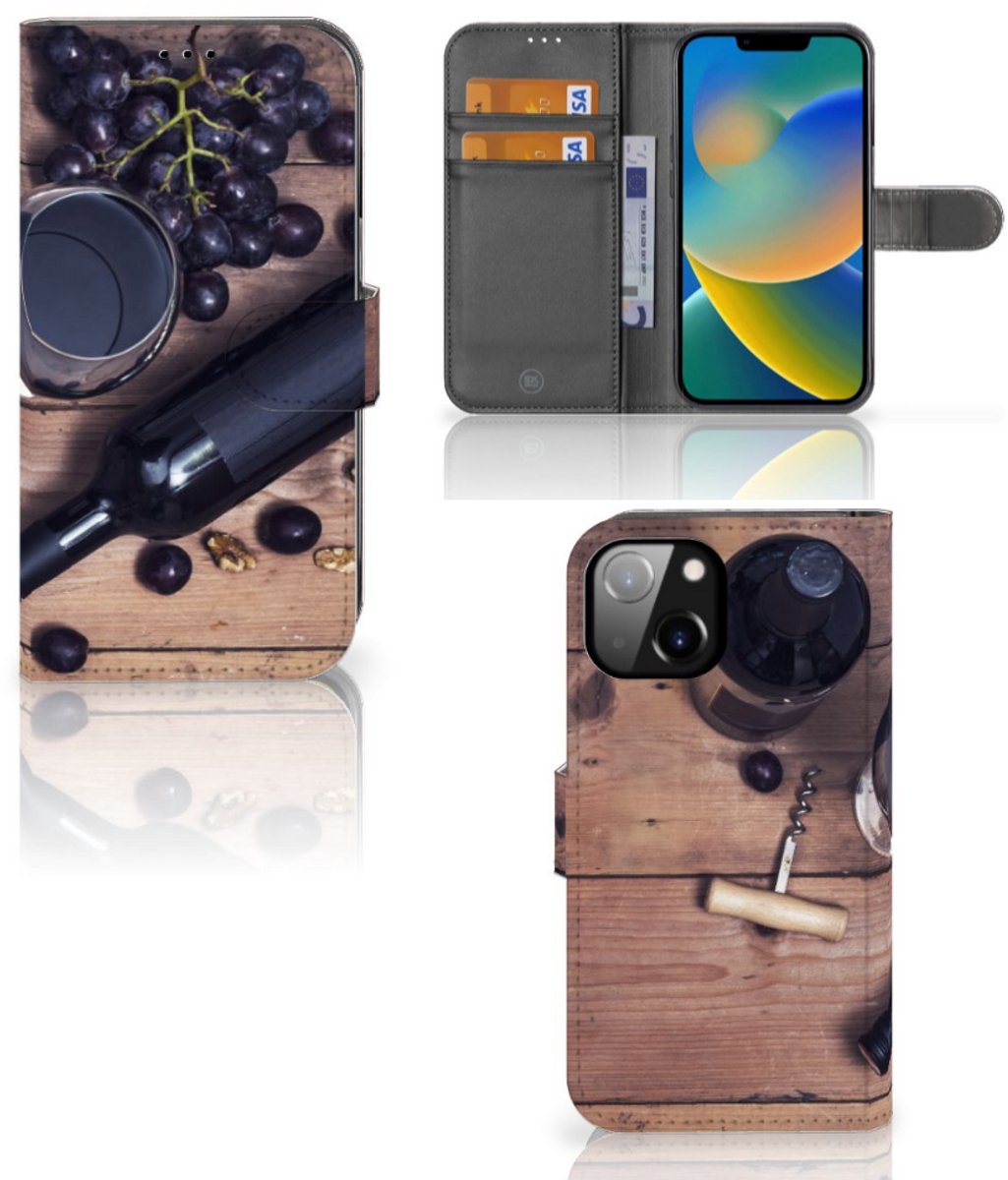 Boekhoesje voor Apple iPhone 14 Book Cover Wijn