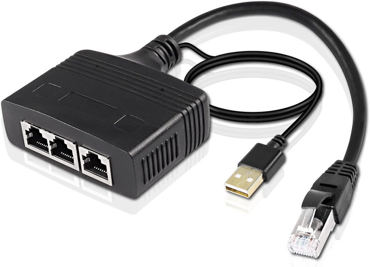 Netwerkschakelaar Ethernet Splitter voor 3 Apparaten - RJ45 Netwerk Adapter 100Mbps