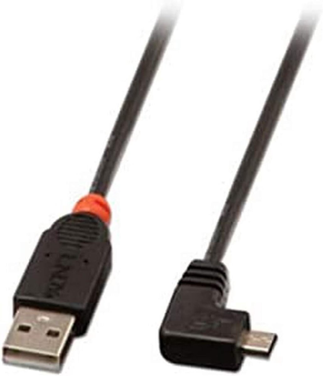 USB Micro-B kabel 0,5 m met 90 graden rechte hoek - zwart