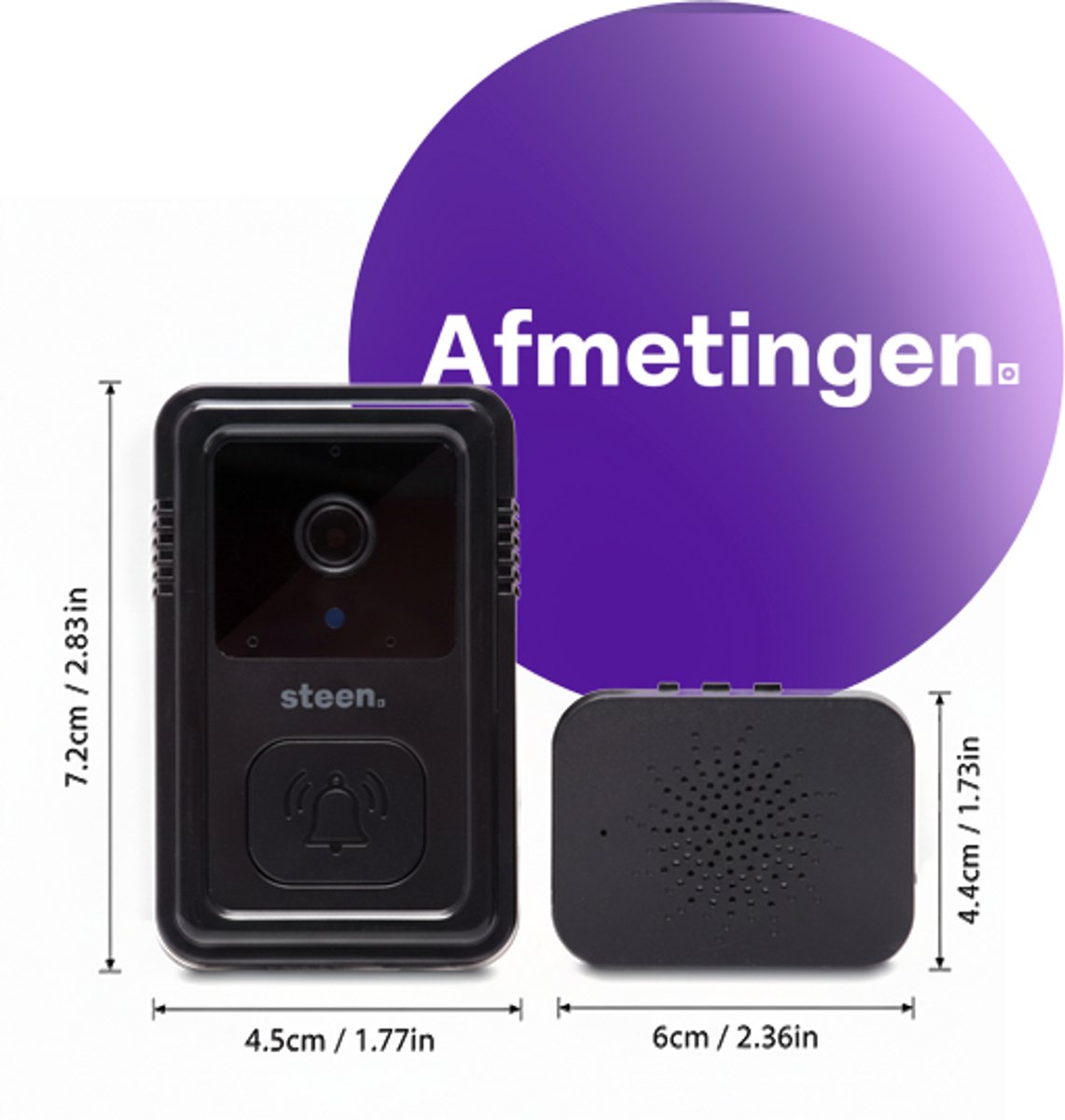 Steen® Video Deurbel met Camera – Slimme Draadloze Deurbel zonder Abonnement – inclusief extra luidspreker — cadeau in Elektronica - foto 8