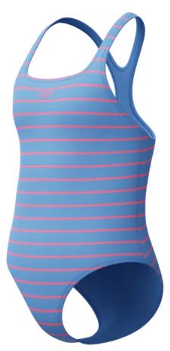 Speedo Print Medalist 1 Piece Meisjes Sportbadpak - Badpak Meisjes met Stretch - Zwempak Meisjes met Print - Sportbadpak Meisjes met Medalist-rug - Blauw/Roze - 116