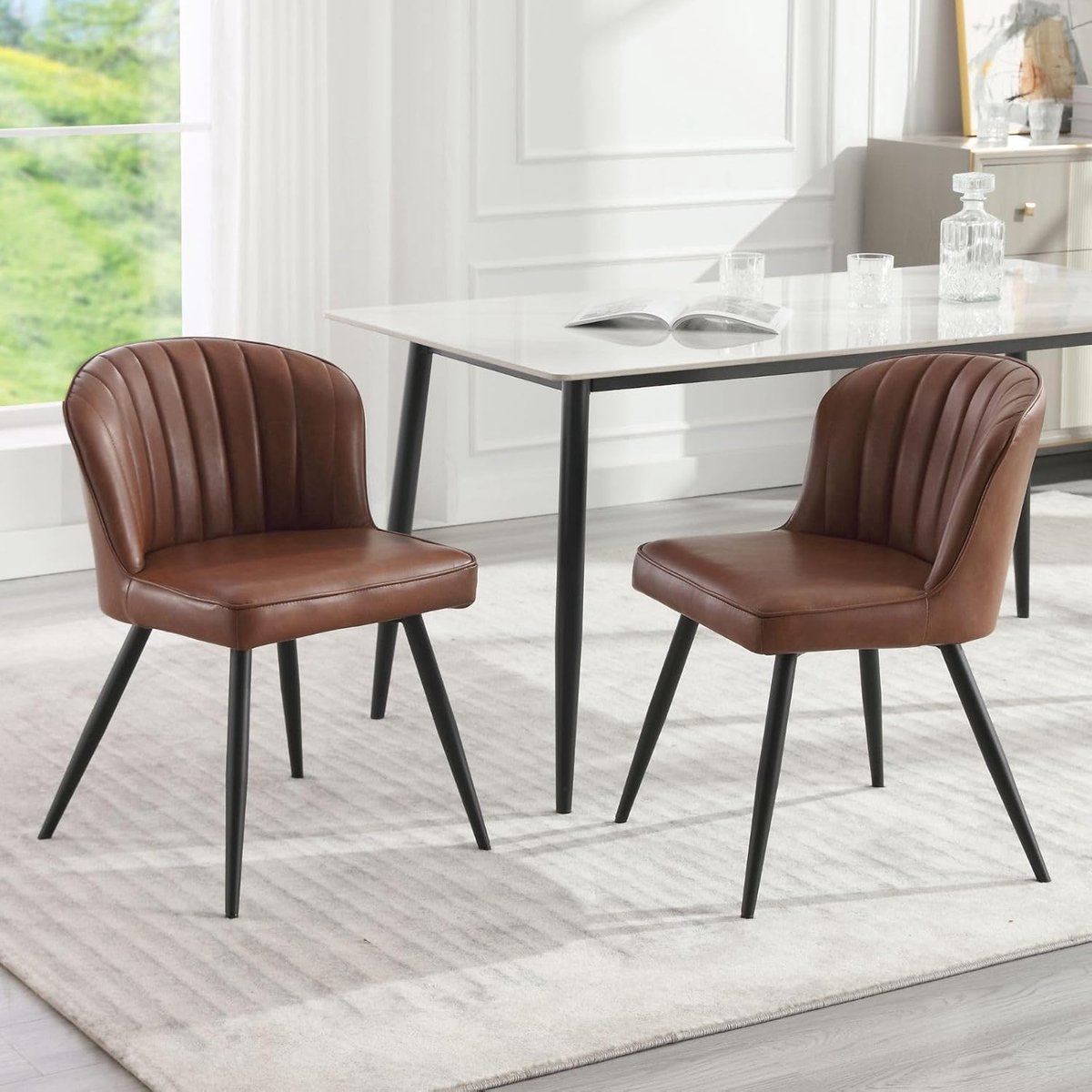 Eetkamerstoelen Set - Stoelen Set - Comfortabel Zitten - Waterproof PU Leder - 2 stuks - B