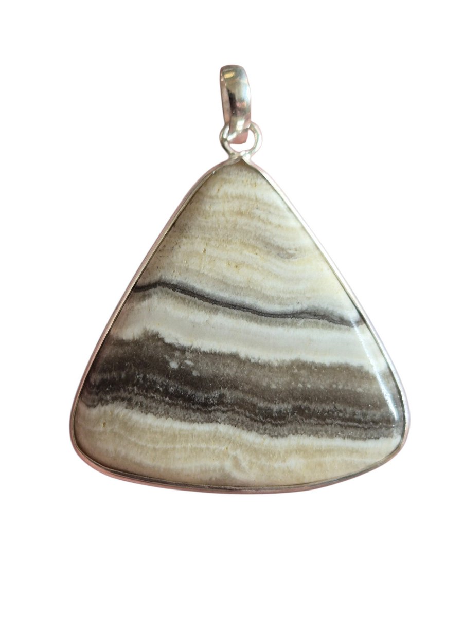 Zebra Calciet edelsteen hanger ingezet in 925 Sterling zilver