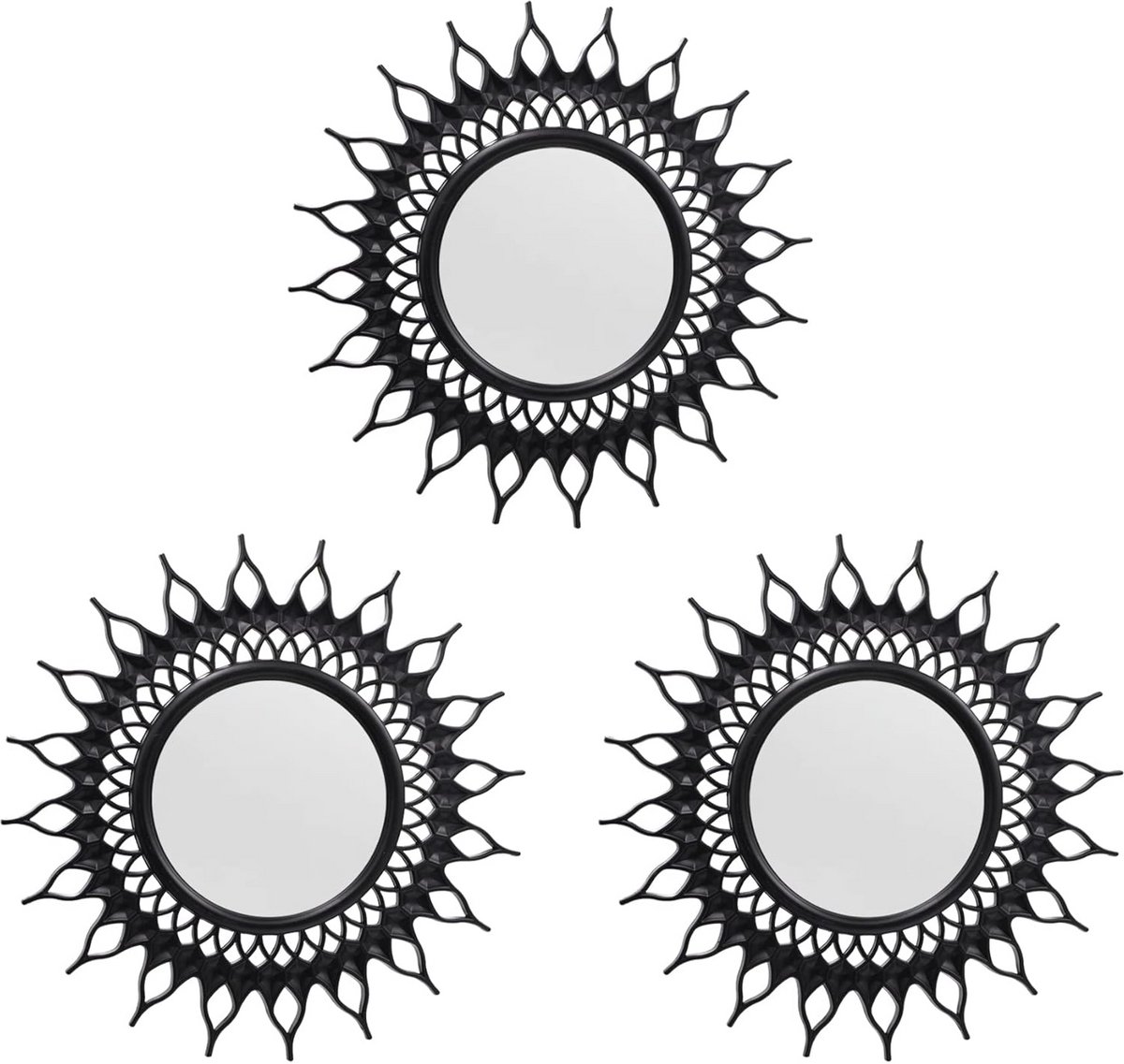 Decoratieve Wandspiegels - Set van 3 Zwarte Spiegels