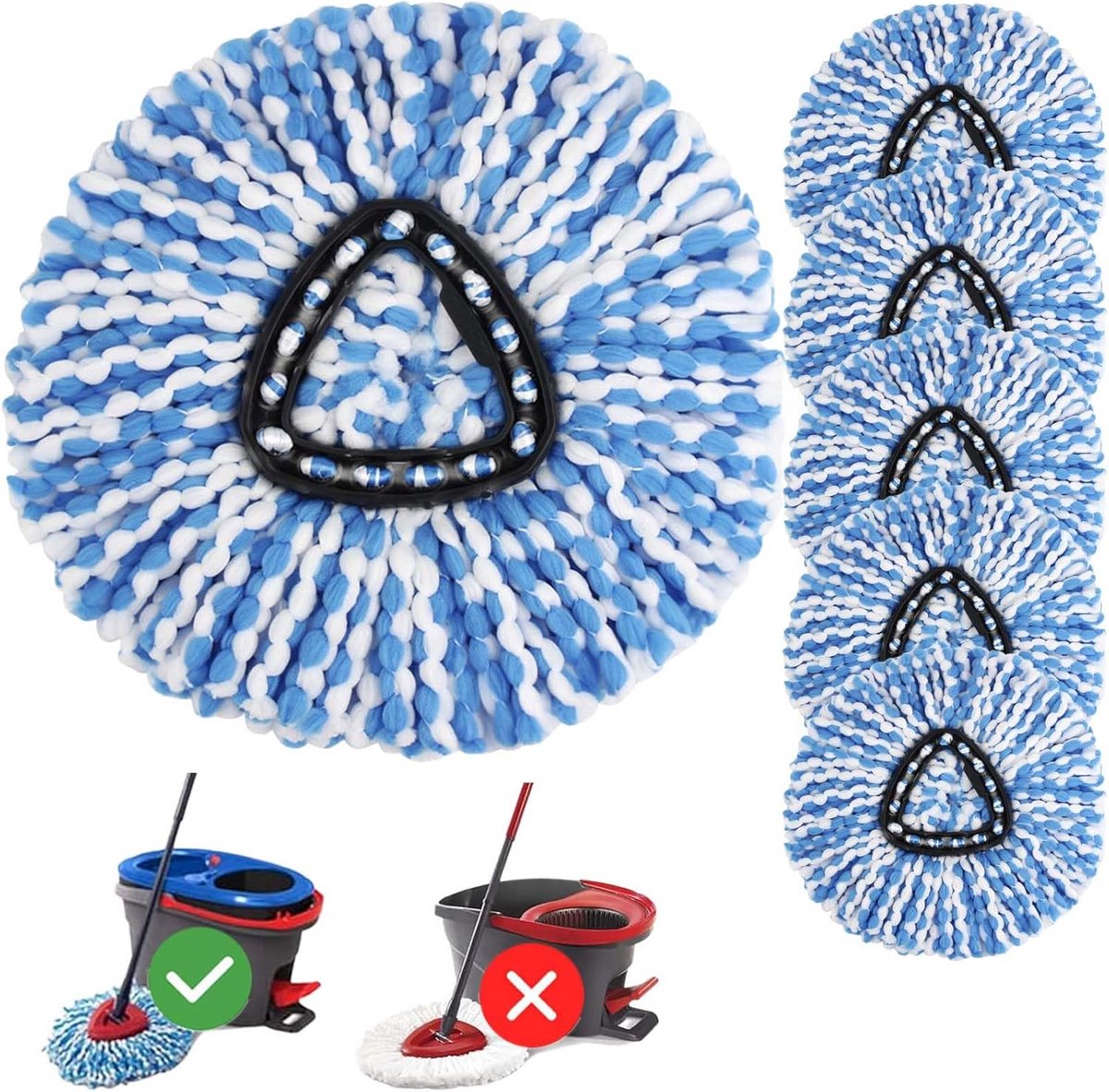 Vervangende Mop Hoofd voor Spin Mop met Microvezel Gebruik - 6 Pak