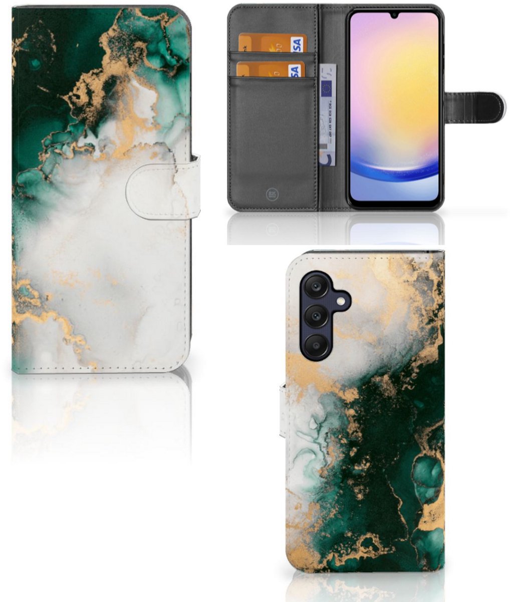 Bookcase voor Samsung Galaxy A25 Marmer Groen