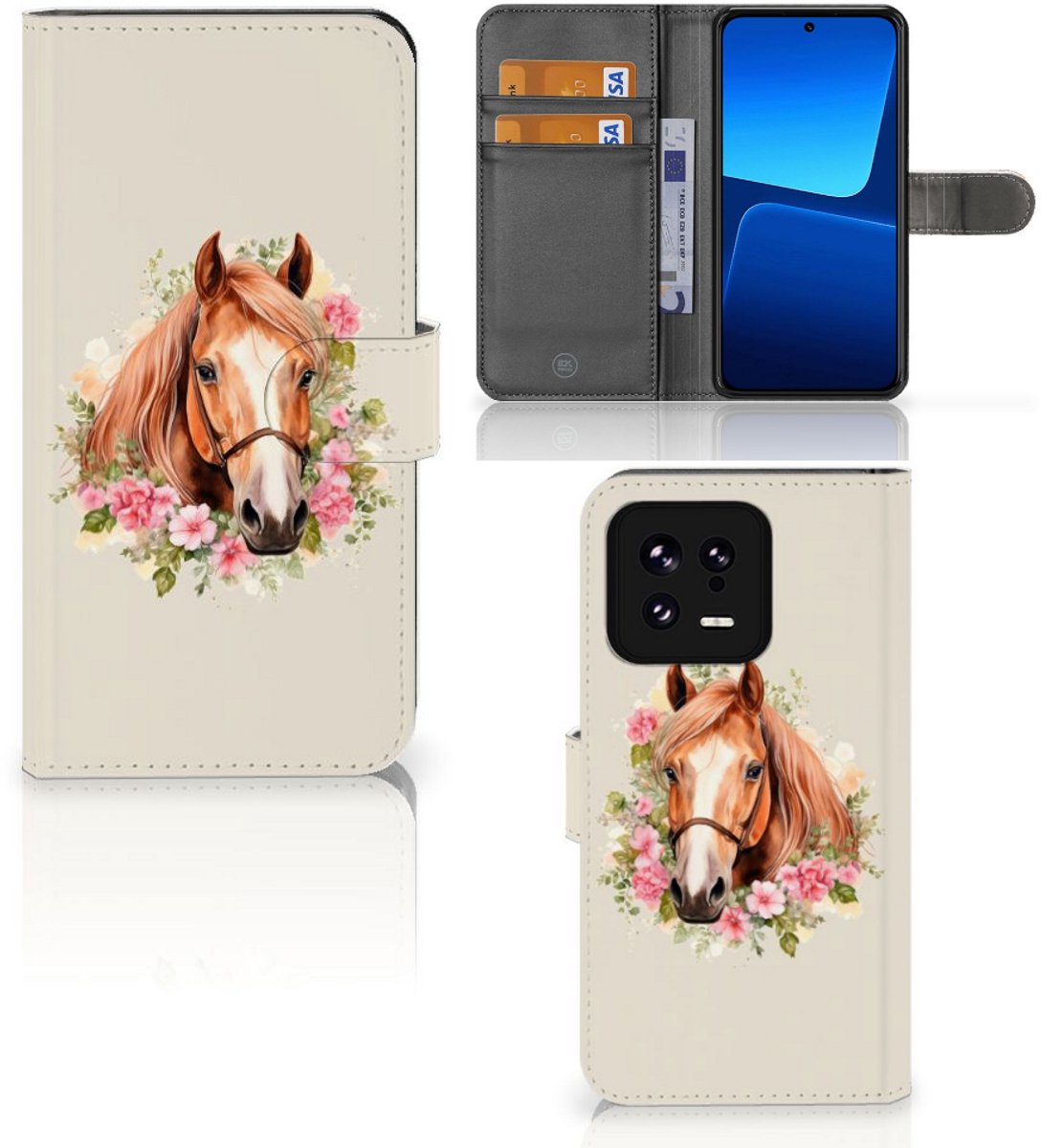 Telefoonhoesje met Pasjes voor Xiaomi 13 Paard