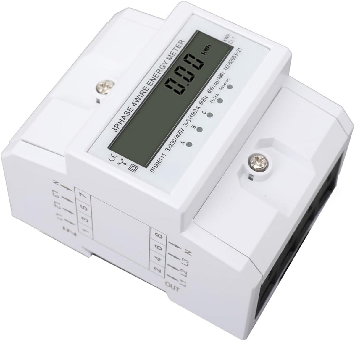 Digitale Draaistroommeter 100A - 3-fasen 4-draads Wisselstroommeter met LCD Weergave