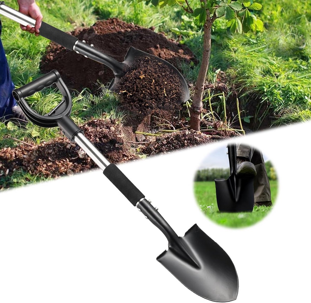 Ergonomische Tuinspade 79 cm - Hoogwaardig Boorstaal voor Harde Vloeren