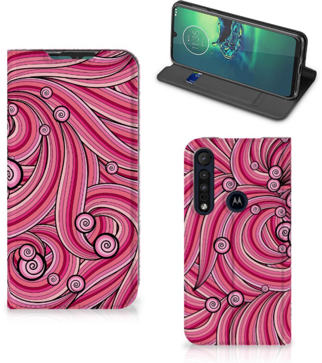 Motorola G8 Plus Bookcase Swirl Pink