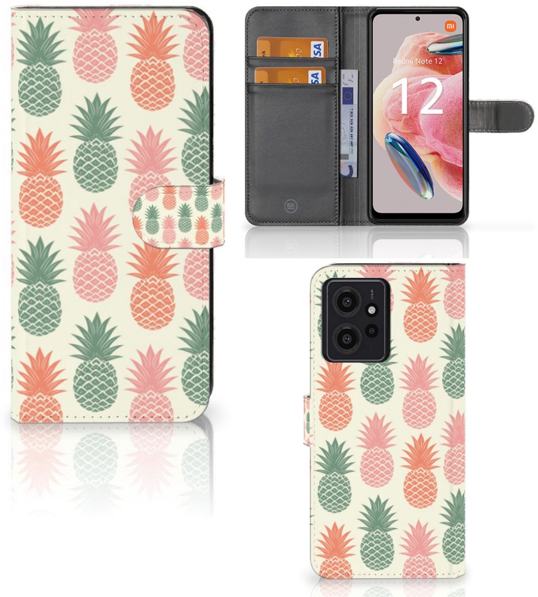 Boekhoesje voor Xiaomi Redmi Note 12 4G Book Cover Ananas