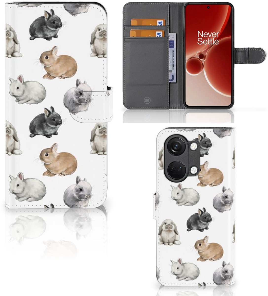 Telefoonhoesje met Pasjes voor OnePlus Nord 3 Konijntjes