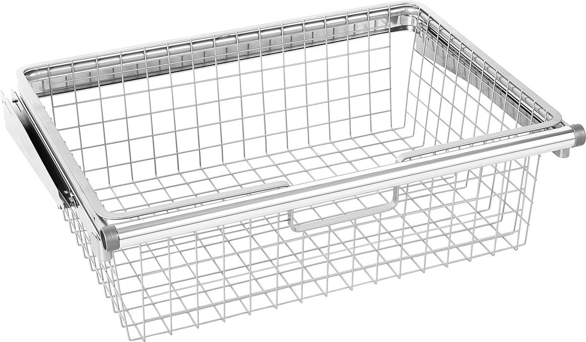 Schuifmand voor Kastlade Organisatie - Stevige Slide Out Mand in Titanium