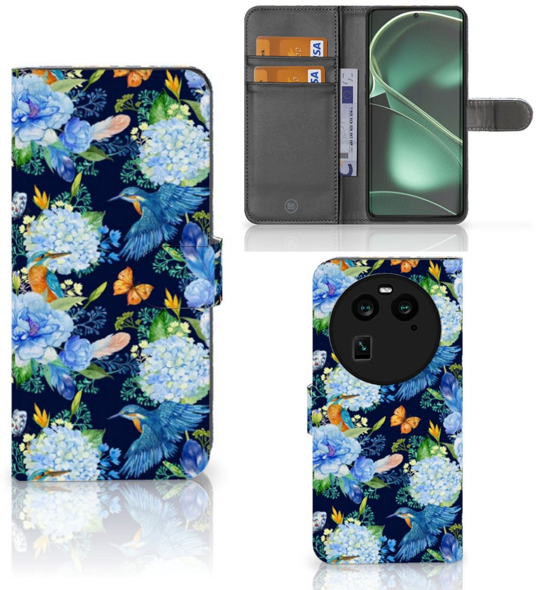 Telefoonhoesje met Pasjes voor OPPO Find X6 IJsvogel