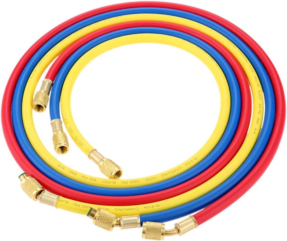 Kleurgecodeerde 60-inch AC Opladen Slang Set met 1/4" SAE voor HVAC - Geschikt voor R410A, R134A, R12, R22