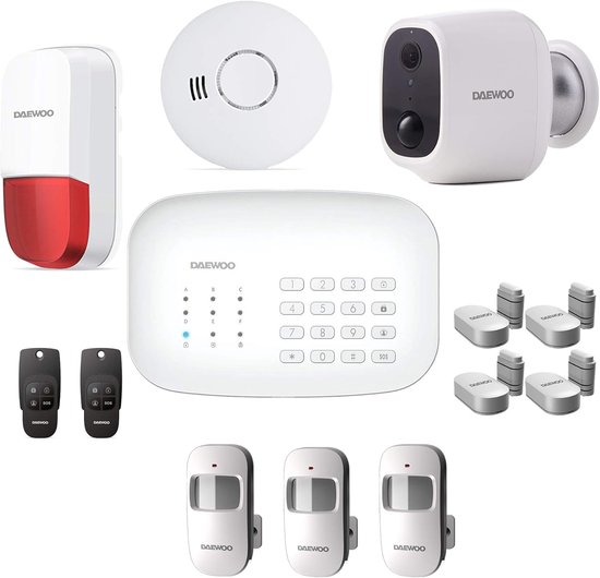 Alarmsysteem WiFi/GSM met 12 accessoires, 1 camera en 1 sirene voor optimaal huisbeveiliging