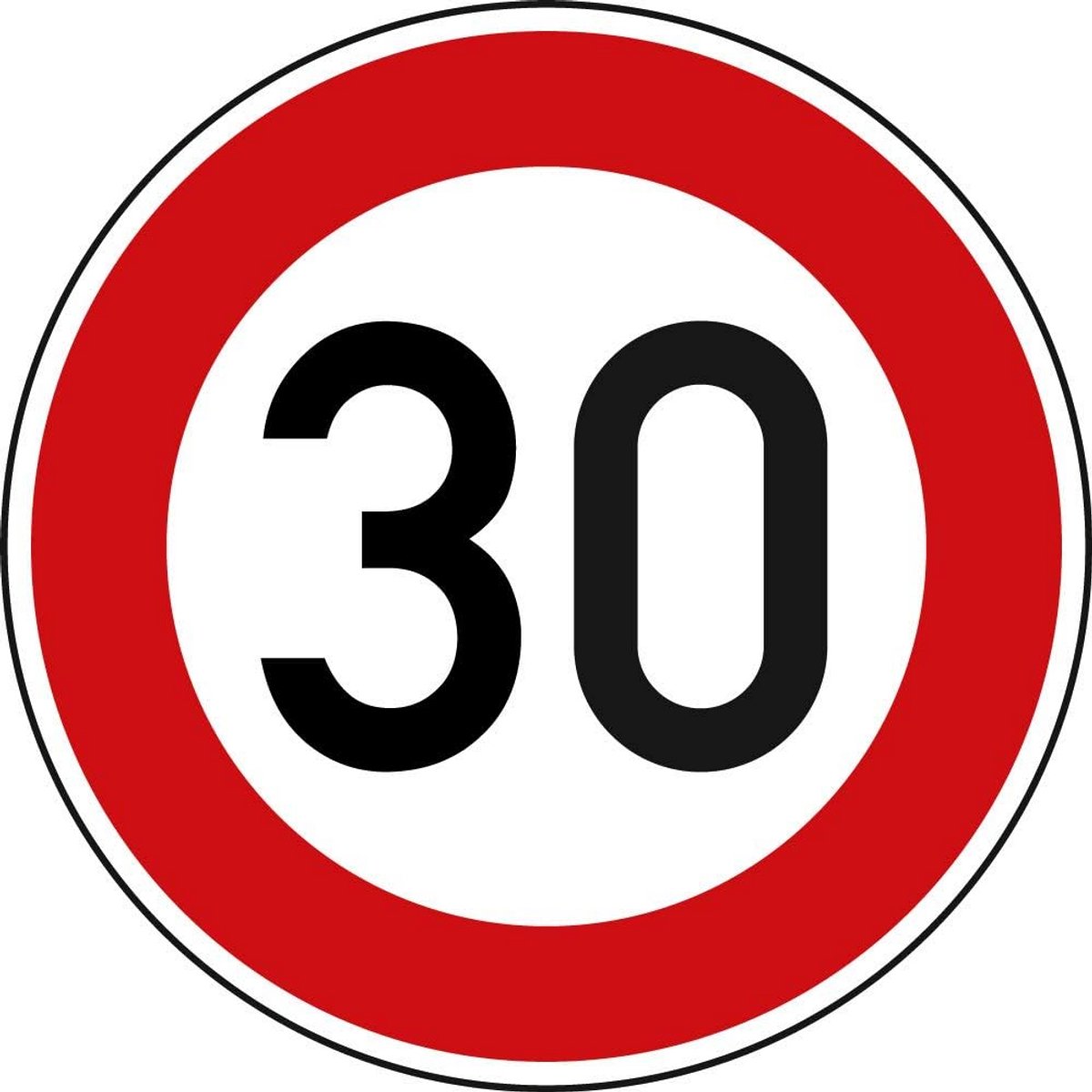 Verkeersbord Maximumsnelheid 30 km/h Ø 600 mm Aluminium met RAL-keurmerk
