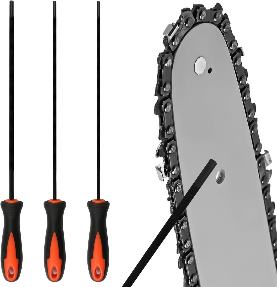 Vijlset voor kettingzagen - Ronde vijl met handvat - Verkrijgbaar in 3 maten (4,0 mm, 4,8 mm, 5,5 mm)