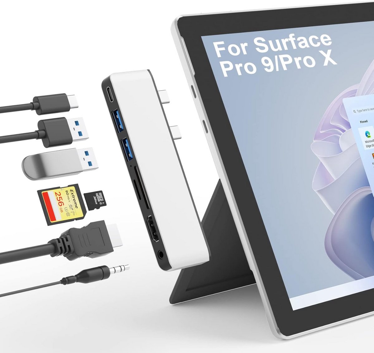 7-in-1 Dockingstation voor Surface Pro 9 – 4K HDMI, USB-C Thunderbolt 4, en Meer
