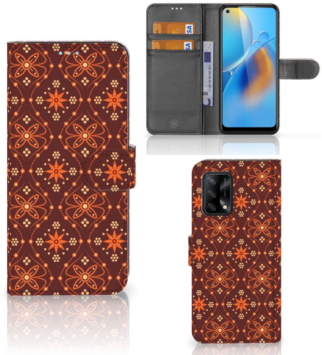 OPPO A74 4G Telefoon Hoesje Batik Brown