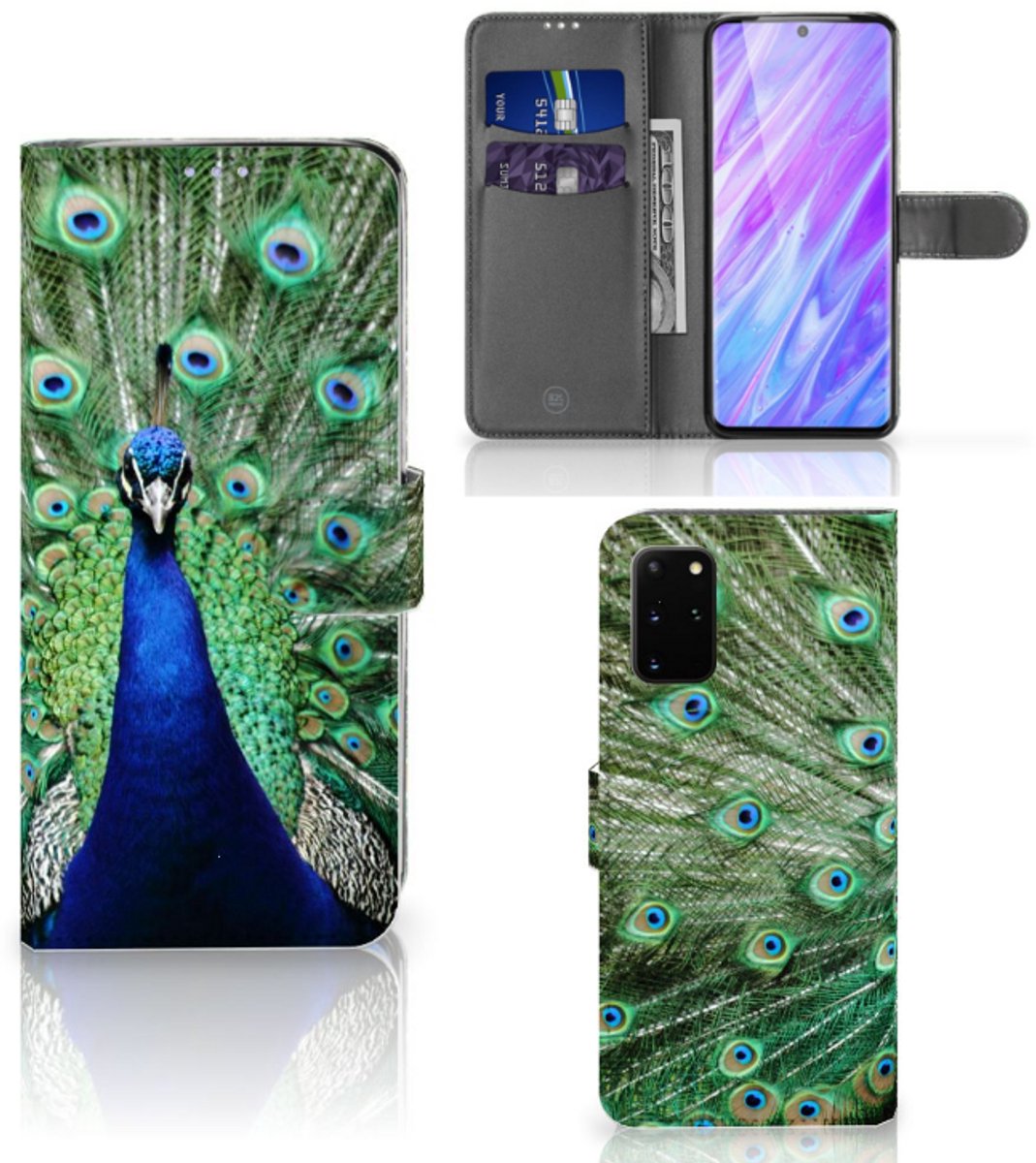 Samsung Galaxy S20 Plus Telefoonhoesje met Pasjes Pauw