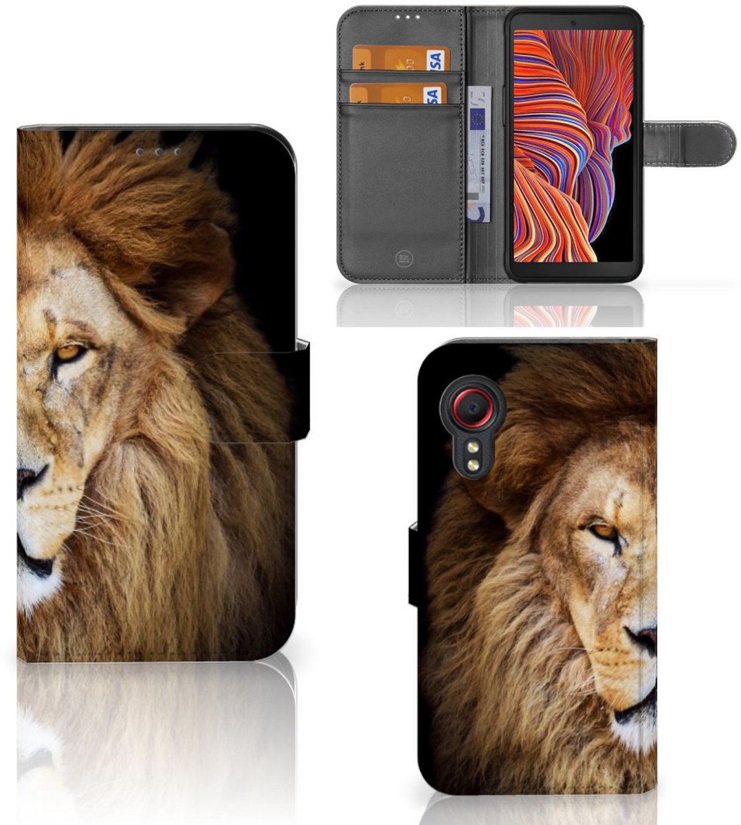 Samsung Galaxy Xcover 5 Telefoonhoesje met Pasjes Leeuw