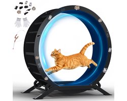 GTPLAYER - Katten Loopwiel XL 100 cm - Ultrastil met Afneembare Mat - Blauw Metaal