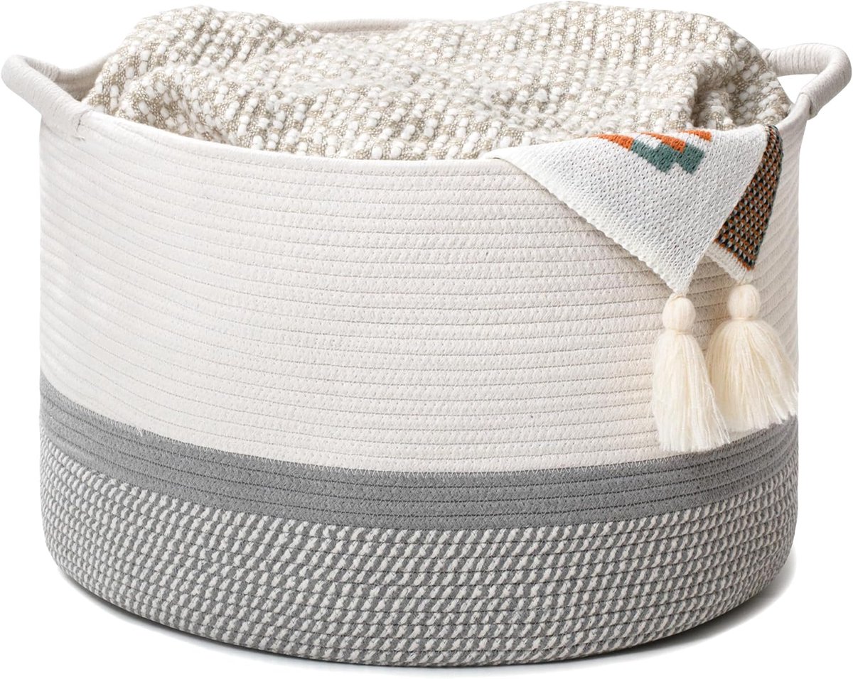 Grote geweven opbergmand met handgrepen voor veelzijdig gebruik
