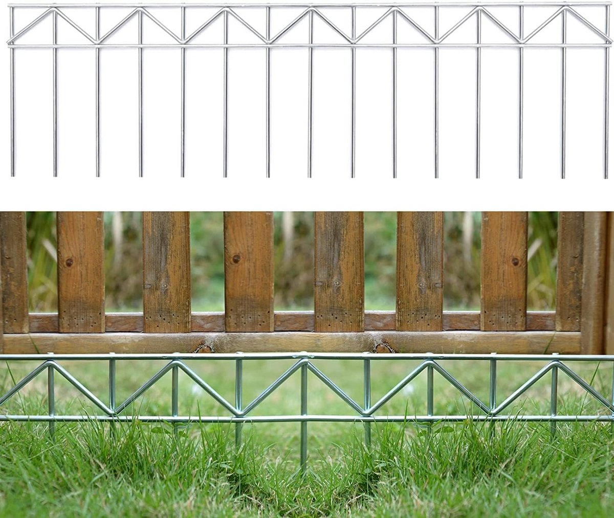 Dieren barrière hek 10 stuks - 32" L X 10" H ondergrondse hondenhek met gegalvaniseerde stalen grondpalen voor tuin en patio