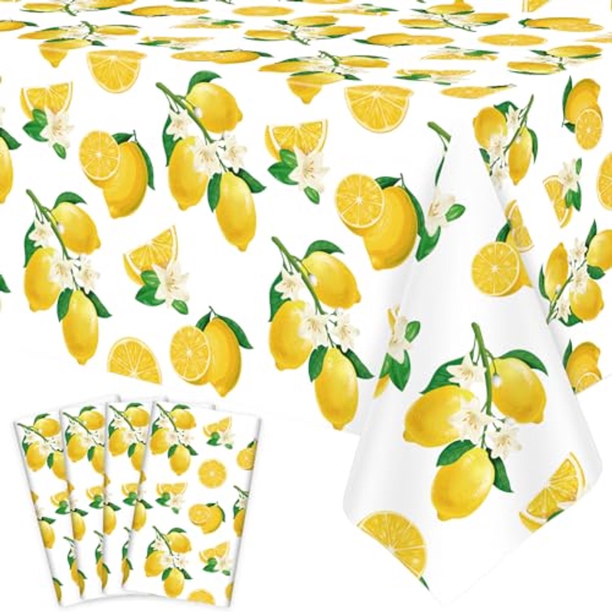 Ultiluxe® Tafellaken Wegwerp - Citroenen - Dun Tafelkleed - Tafeldecoratie - 130 x 220 cm - Waterafstotend - Kunststof - Citroentjes - Voor feestjes en verjaardagen - Geel/wit