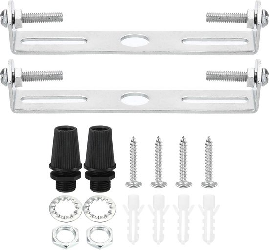 Montageset plafondlamp 90 mm koolstofstaal roestvrij met beugel, kabelwartel en schroeven voor lampen tot 10 kg