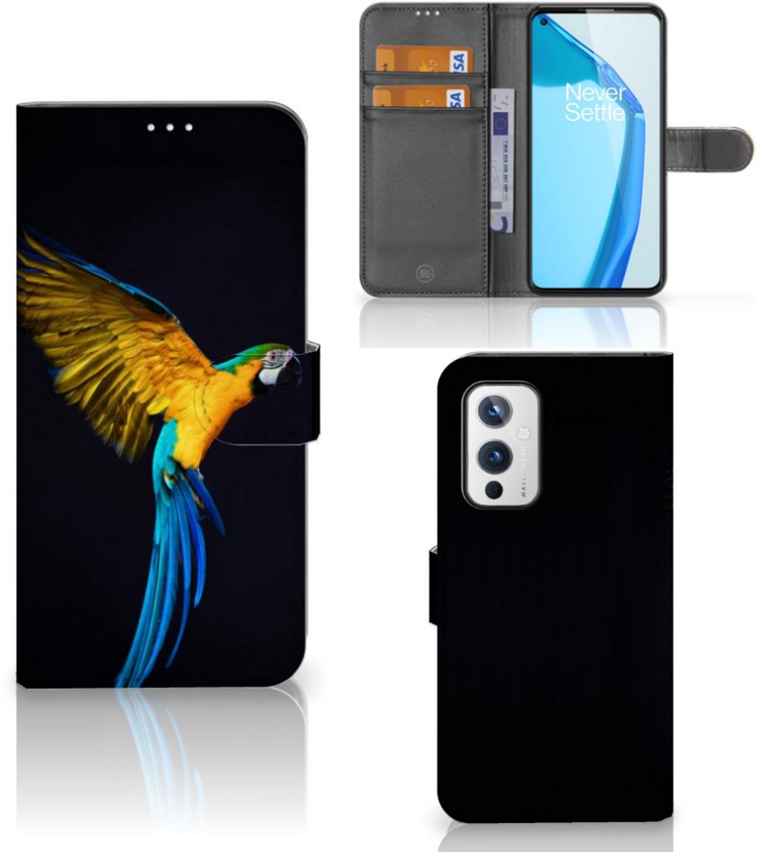 OnePlus 9 Telefoonhoesje met Pasjes Papegaai