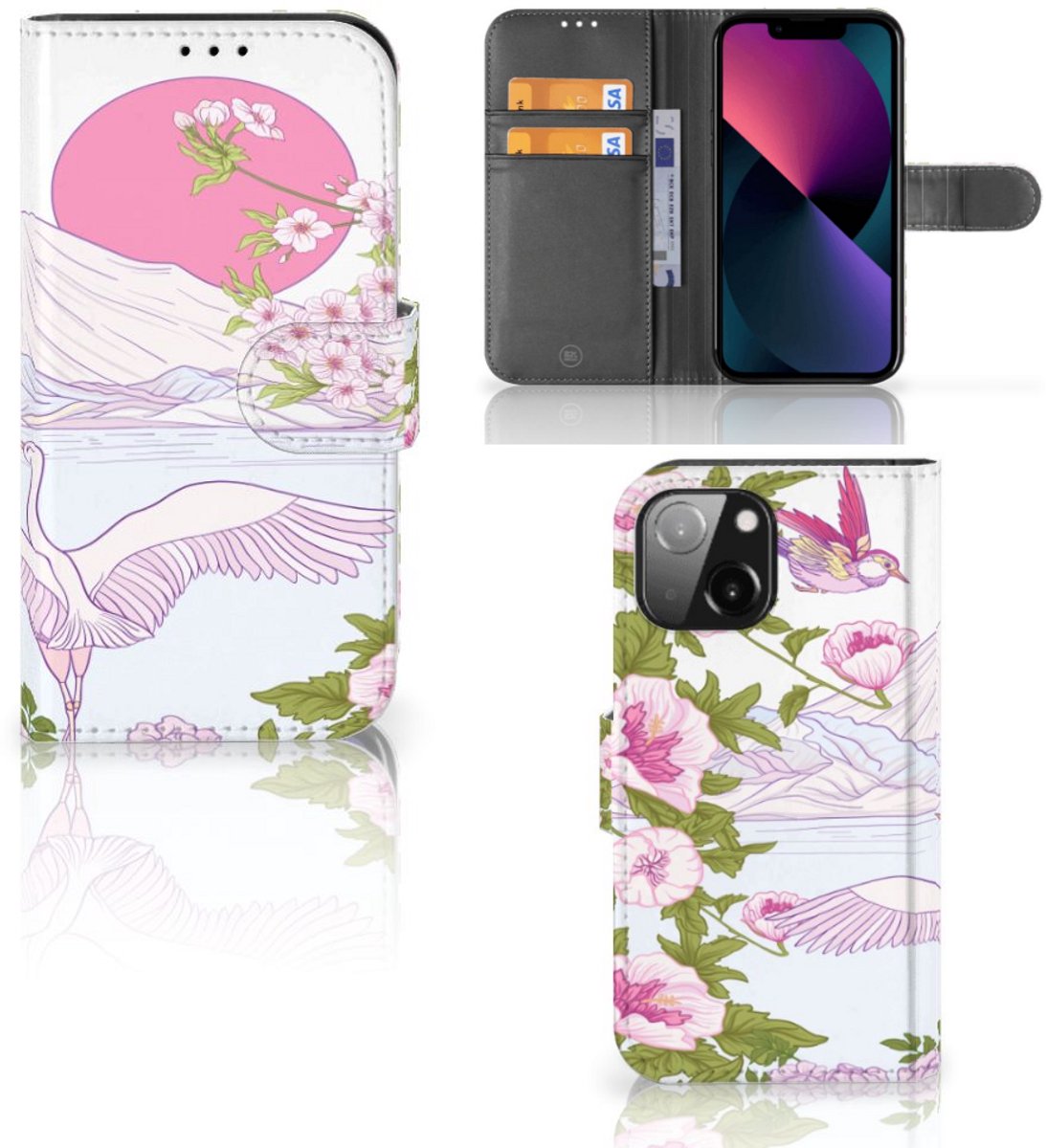 iPhone 13 Mini Telefoonhoesje met Pasjes Bird Standing