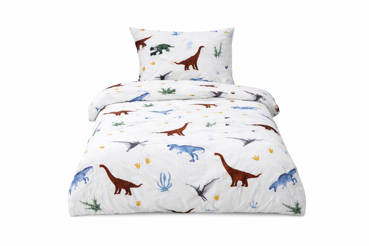 Zachtbeddengoed.nl - Velvet - Peuter Dekbedovertrek - Dino - Dinosaurus - 120x150 cm - Zacht - Kwalitatief - Fluffy Dekbedovertrek - Teddy Dekbedovertrek - Luxe Beddengoed met Velvet aan Beiden Zijden