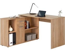 CARO-Möbel Bureau, hoekbureau, computertafel Diego, in Sonoma eiken, met plank, 120 x 75 x 121 cm, kinderbureau