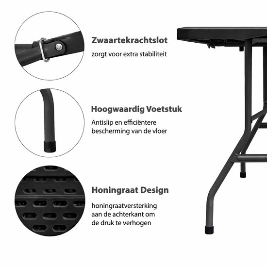 MaxxGarden Klaptafel - Inklapbare tafel - Opvouwbare Tuintafel - Weerbestendig - Inclusief handvat - 180x70x74cm van MaxxGarden — afbeelding 3