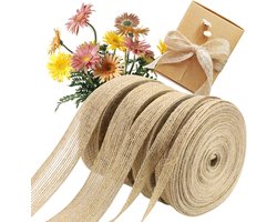 FYSL Jute lint, 5 rollen, vintage cadeaulint, Hessisch stoffen lint voor doe-het-zelf handwerk, Kerstmis, decoratie, bruiloft, feest, knutselen, cadeaulint (0,6/1/1,5/2/2,5 cm)