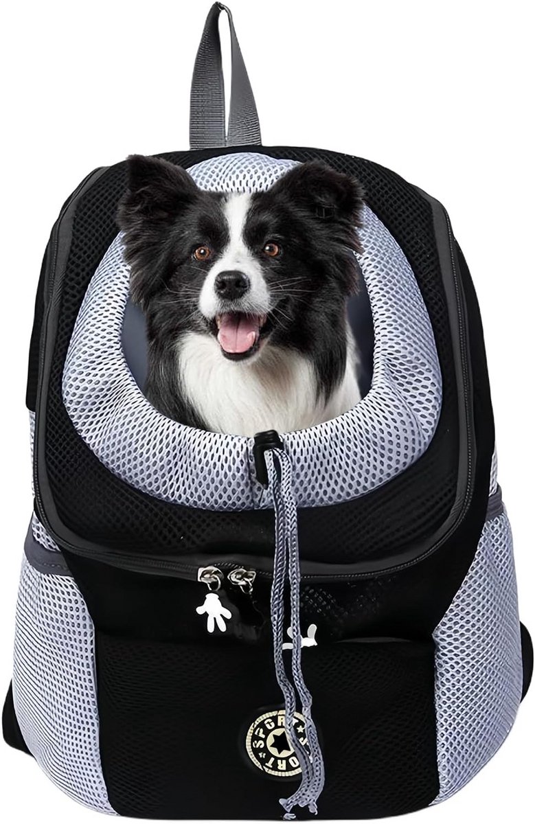 Hondenrugzak, kattenrugzak, draagbare hondenrugzak, ademende verstelbare kattenrugzak, kattentransportrugzak, huisdierhondenrugzak met raam, voor honden en kittens tot 3 kg (zwart)