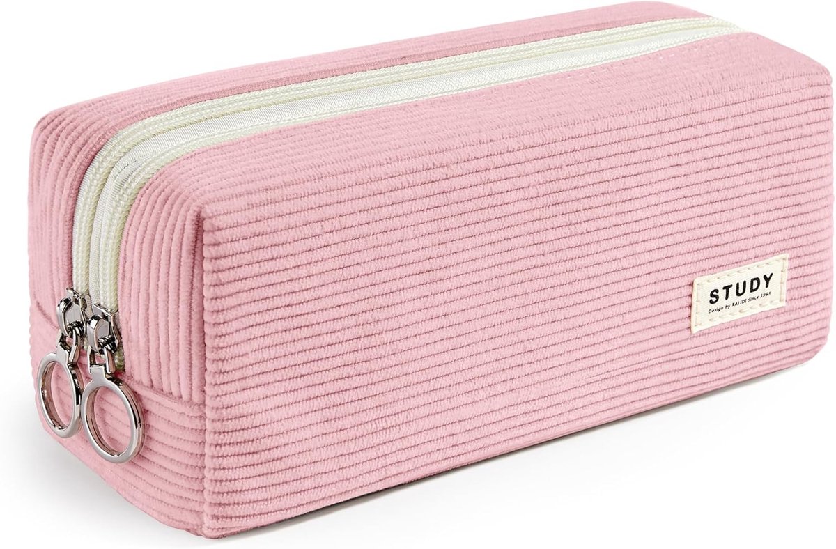 Pennenetui Corduroy Roze voor Tieners en Meisjes