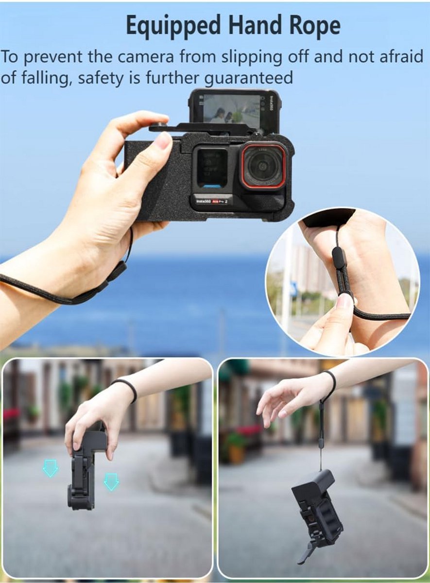Street Photography Camera Side Handle Grip voor Insta.360 Ace Pro 2/ Ace Pro/Ace Action Camera - Zijhandgreep met Sluiterknop voor Vlogging & Travel Shoot thumbnail 4