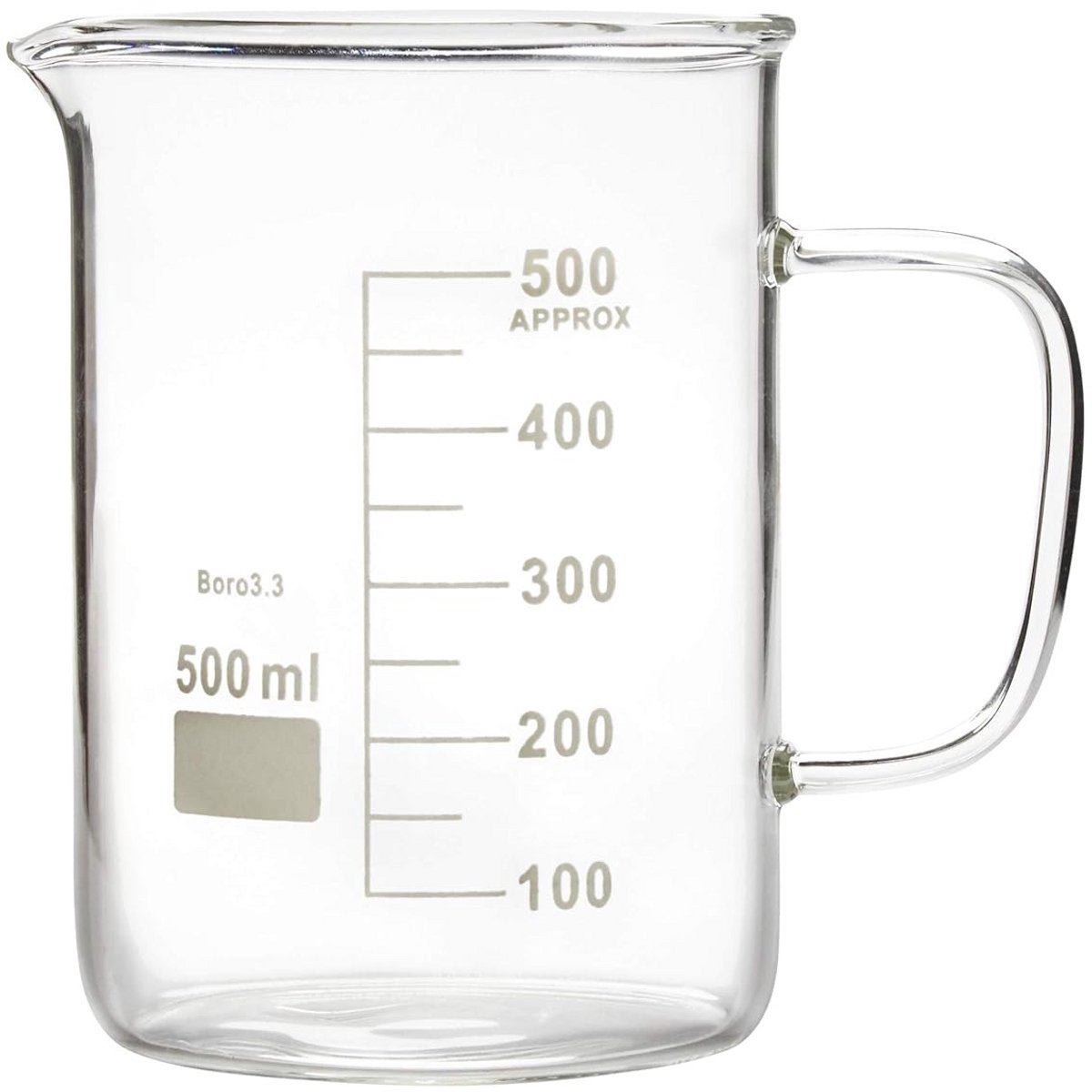 Glazen beker met handvat en schenktuit - 500 ml (16 oz)