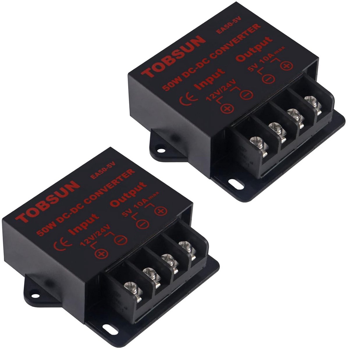 2-Pack 12V naar 5V Converter - DC naar AC Spanningsregelaar voor 12V/24V Systemen