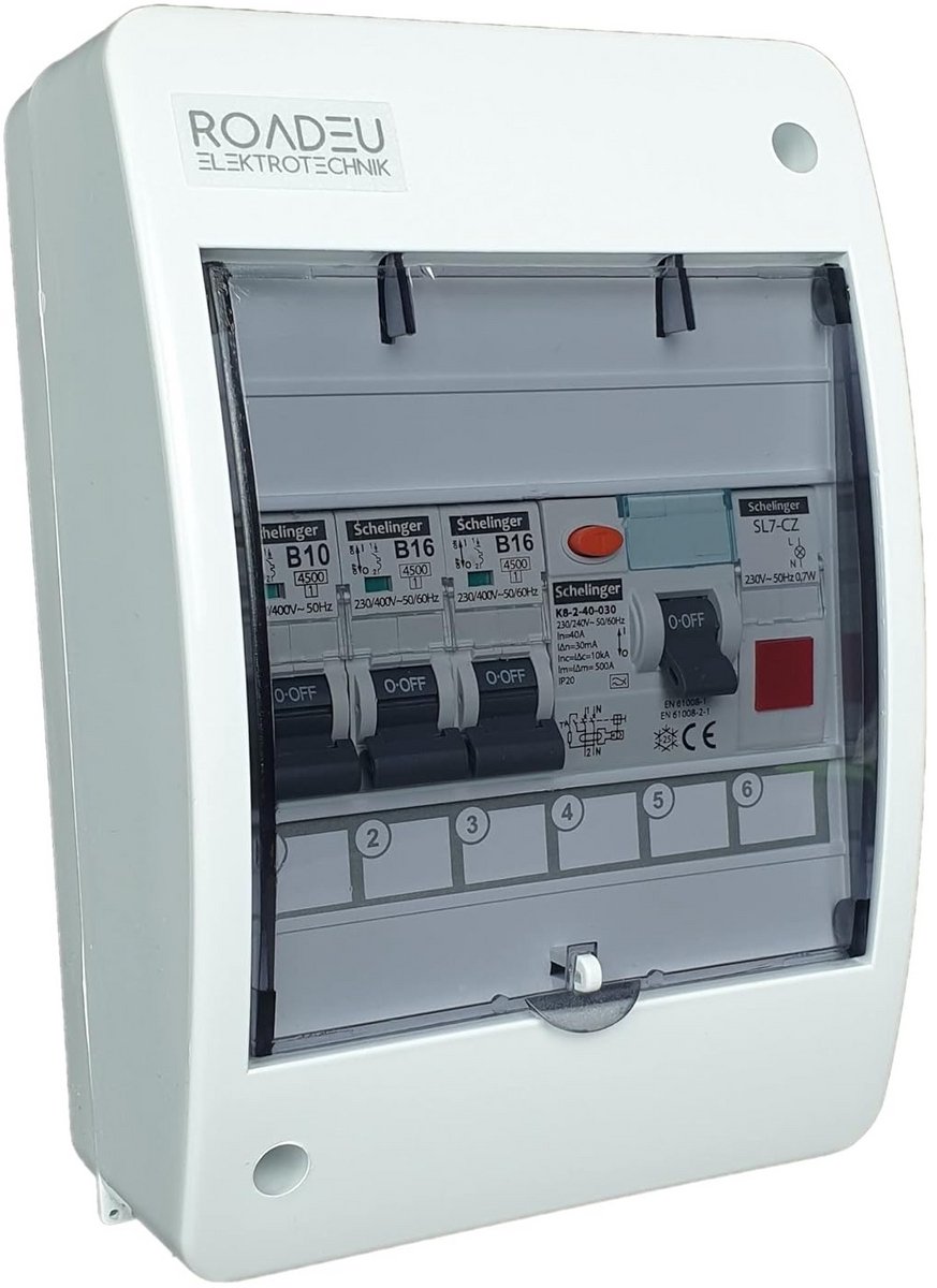 Schakelbord met Lichtdetector en Signaallamp - Aardlekschakelaar 40A met Automatische Zekeringen in Opbouwverdelkast