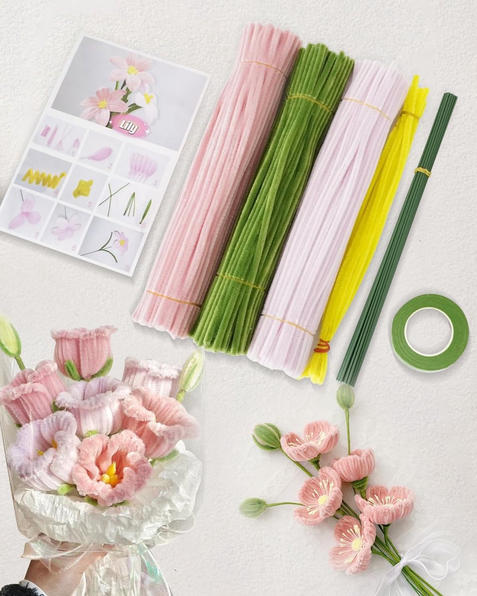 342-delige pijpenreinigerset met 4 kleuren chenille draad voor knutselprojecten