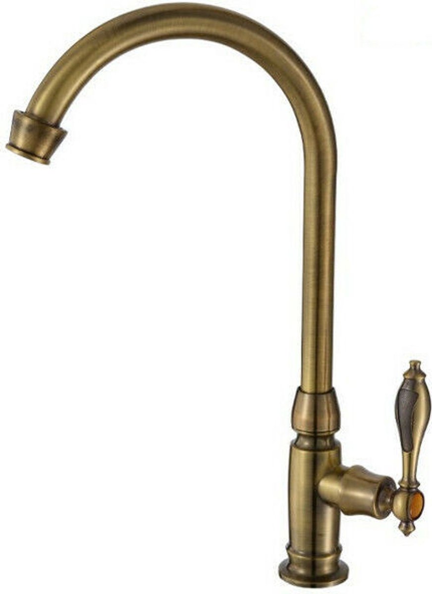 Messing keukenkraan met hoge bocht, koudwaterkraan