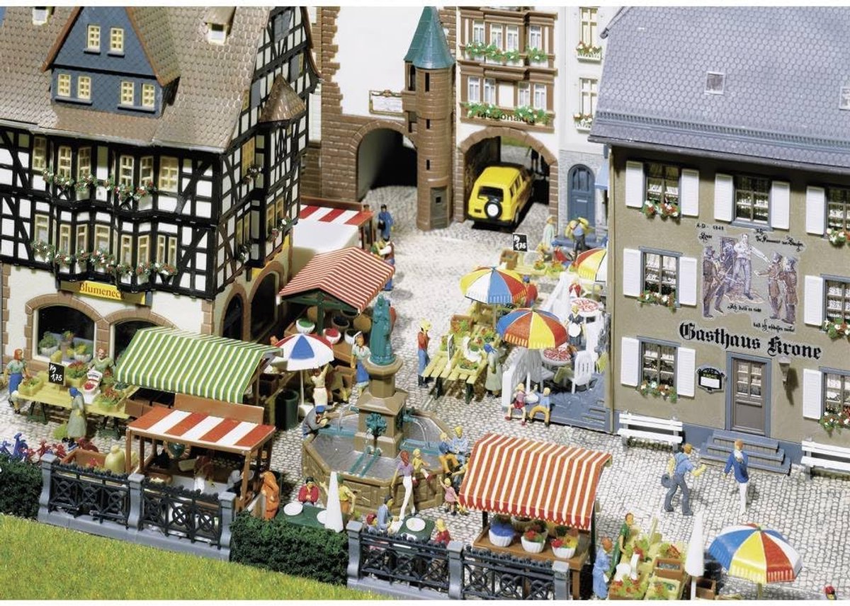 Weekmarkt modelbouwset met 223 onderdelen en accessoires voor modelspoorbaan H0