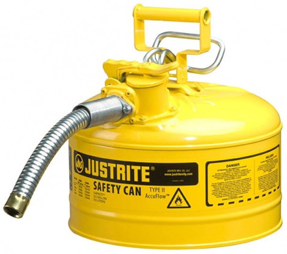JUSTRITE AccuFlow Veiligheidskan met schenktuit Metaal - GEEL 9,5 liter