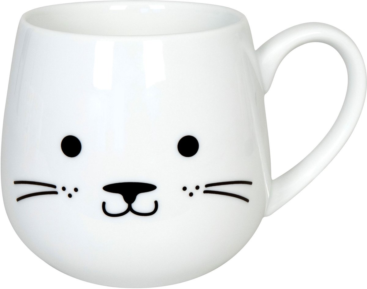 Könitz knuffelbeker Knuffeldieren - Kat, koffiemok, porselein, wit, 400 ml, 11 1 143 2707