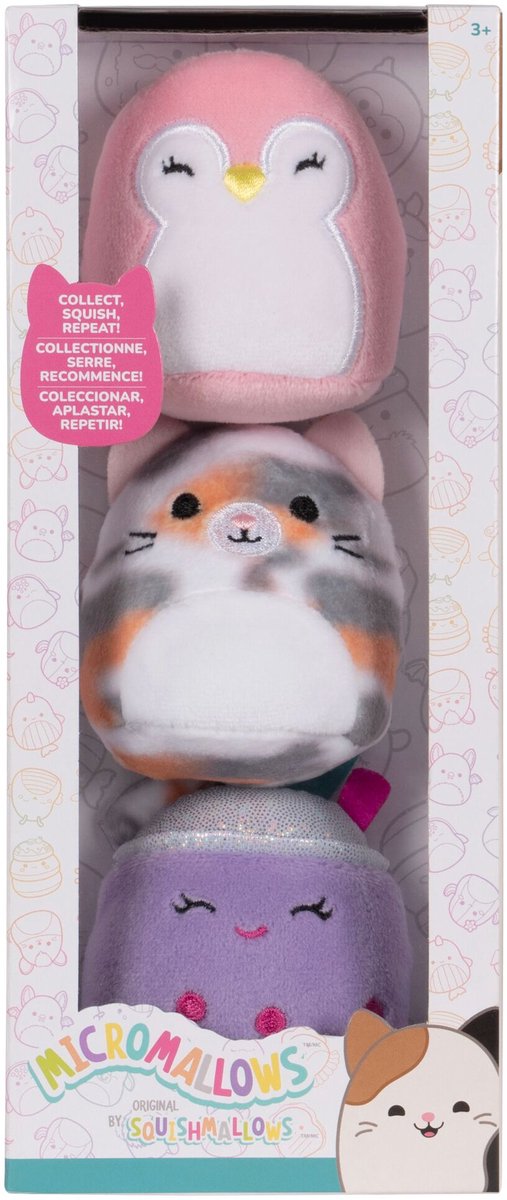 MICROMALLOWS - 3 Pack Plush Squishmallows (Piper, Niamh, Tahoe) 6cm